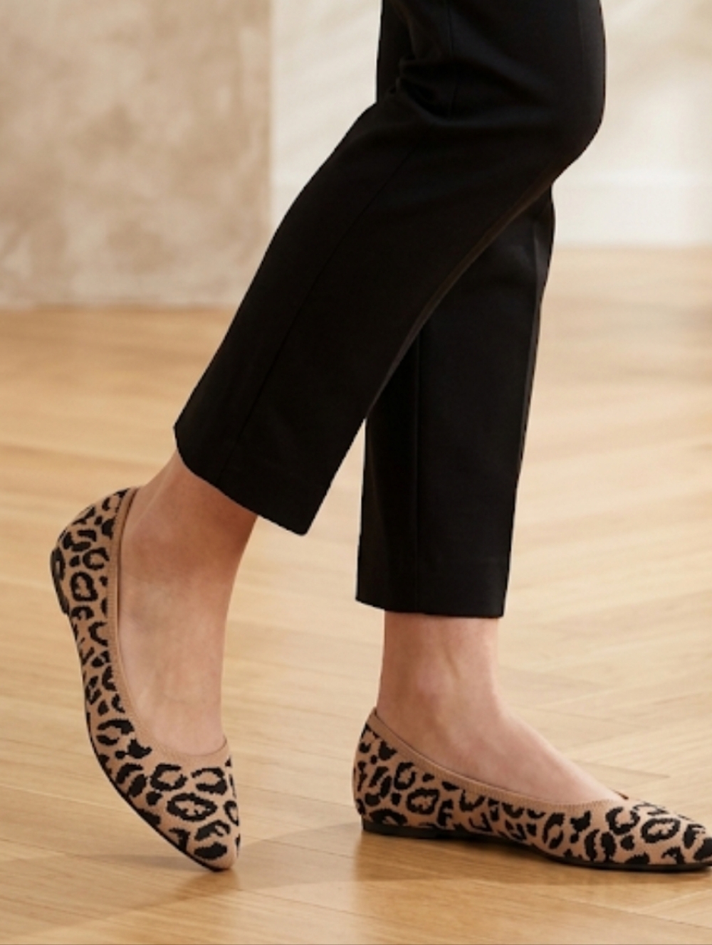 Old Navy Soft Knit Pointed Toe Leopard Print Ballet Flat